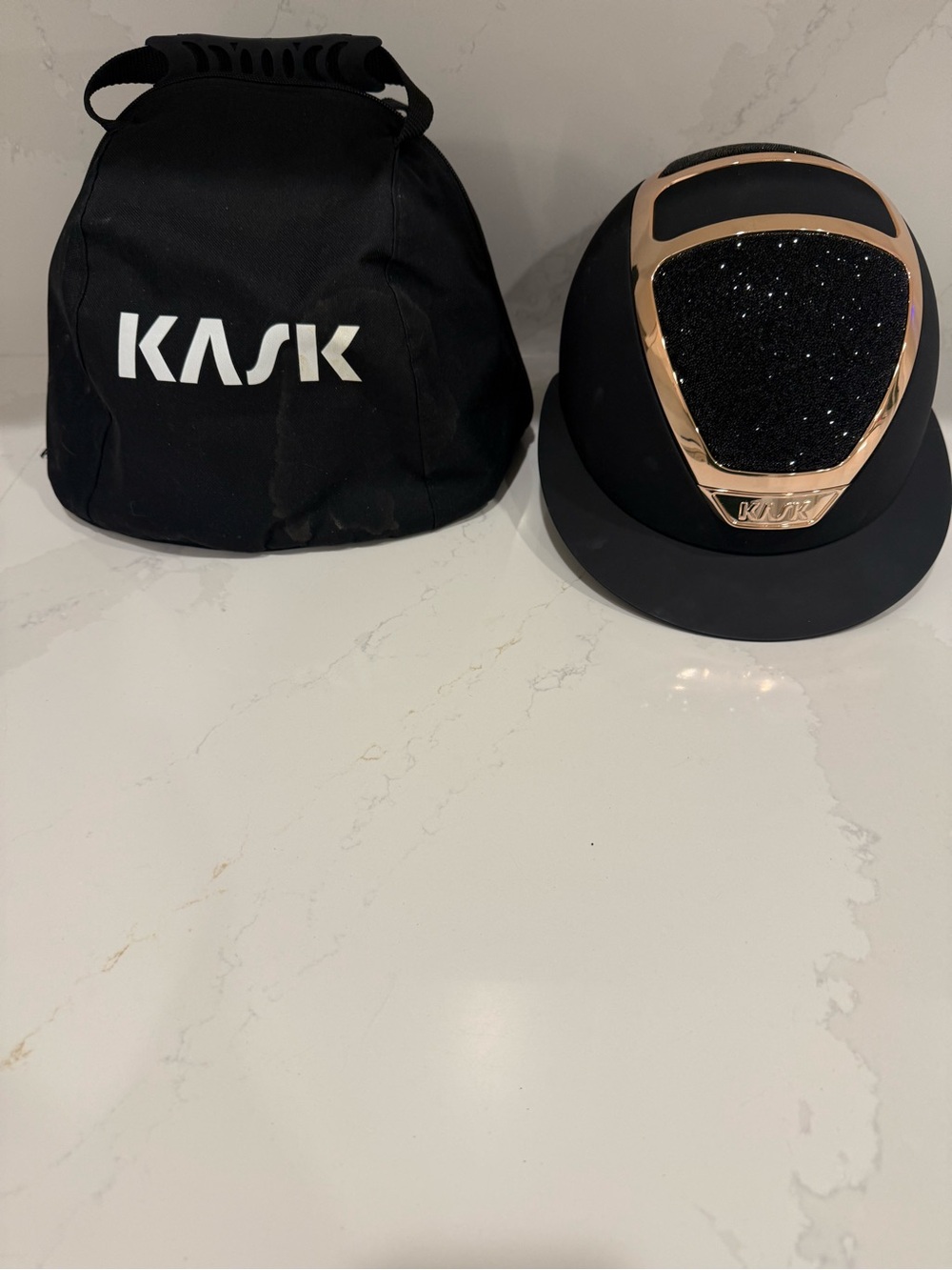 KASK Women's Black Riding Helmet with Rose Gold Trim only worn once